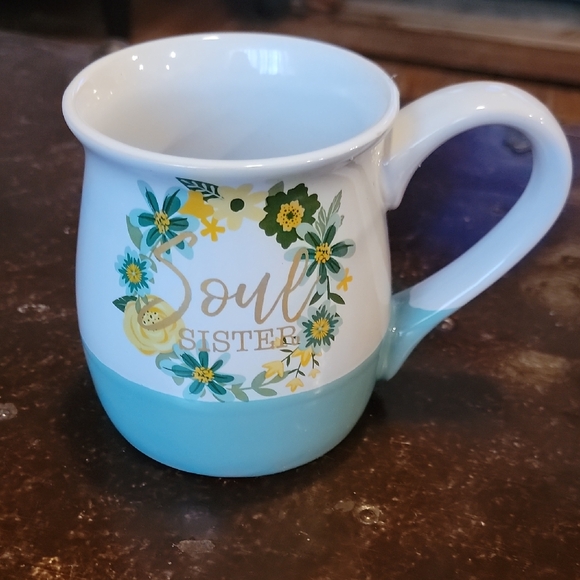 Boston Warehouse Floral Soul Sister Mug - Blue and Yellow - Picture 1 of 4